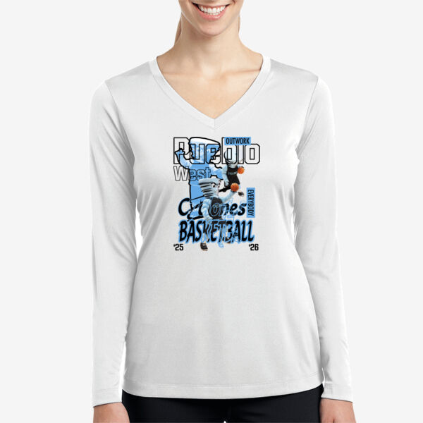 Pueblo West Ladies Long Sleeve PosiCharge Competitor V Neck Tee Thumbnail